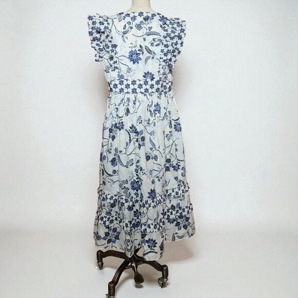 Mint Velvet Cottage Coastal Cowgirl Prairie Boho Cottage Ruffle Tier Midi Dress - Picture 3 of 10